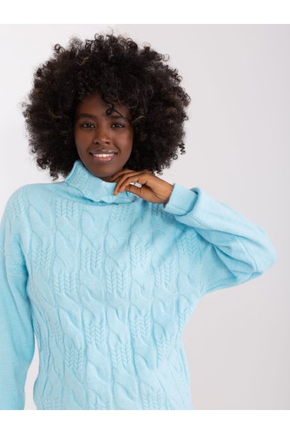 Dámsky sveter farba Svetlo-modrá kód AT-SW-23401.97P (Farba Svetlo-modrá, Veľkosť ONE SIZE)