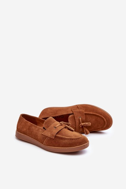 Mužské semišové loafers polobotky Zazoo 1566 hnědé (Veľkosť 40)