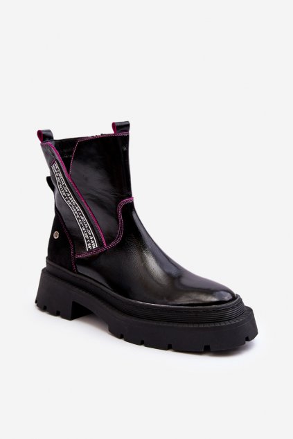 Členkové topánky na podpätku  čierne kód obuvi 06236-15 CZAR+FUKSJA