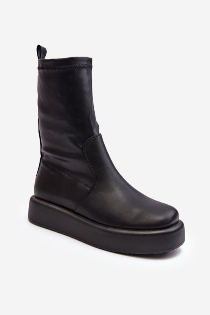 Členkové topánky na podpätku farba čierna kód obuvi Y2195 BLACK