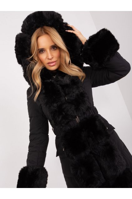 Dámska zimná bunda s kapucňou čierna NM-KR-DA-0743.99P