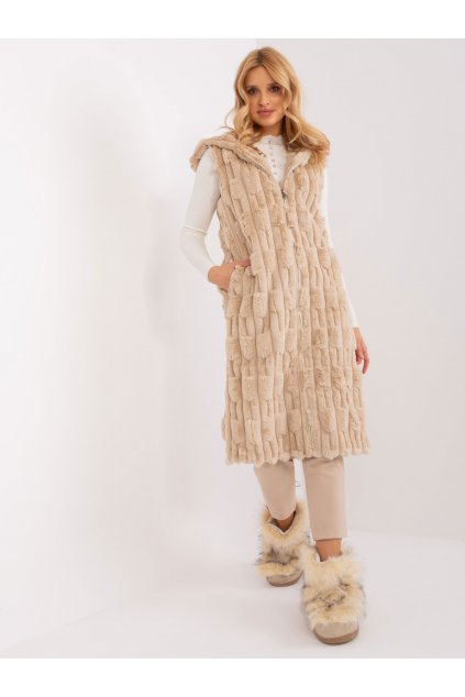 Dámska vesta farba béžová Wool fashion italia AT-KZ-2368-1.07