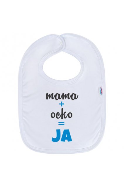 Detský podbradník New Baby máma+táta=JÁ modrý