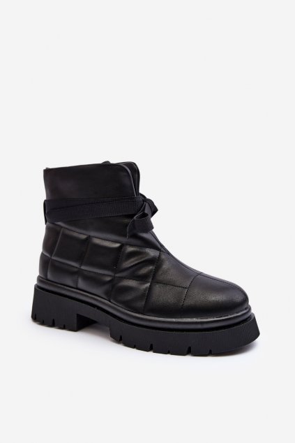 Členkové topánky na podpätku  čierne kód obuvi NS307 BLACK