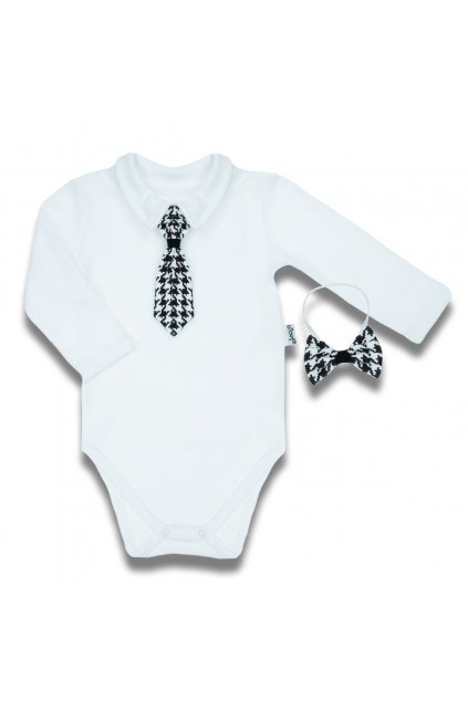 Dojčenské bavlnené body s motýlikom a kravatou  Viki