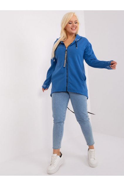 Dámska tmavo-modrá športová mikina plus size RV-BL-8266.34P