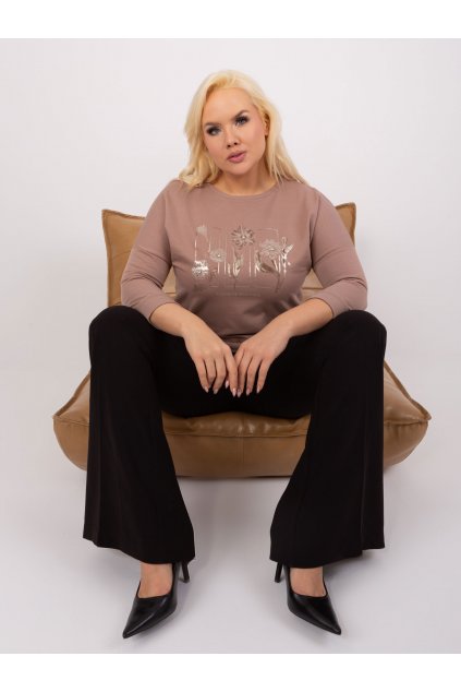 Dámska blúzka plus size tmavo-béžová RV-BZ-9141.18