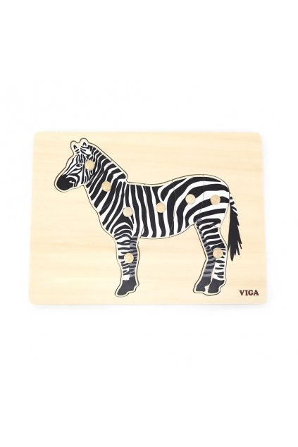 Detské drevené puzzle s úchytmi Montessori Viga Zebra