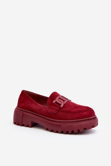Dámske mokasíny farba červená kód obuvi H8-310 BORDE