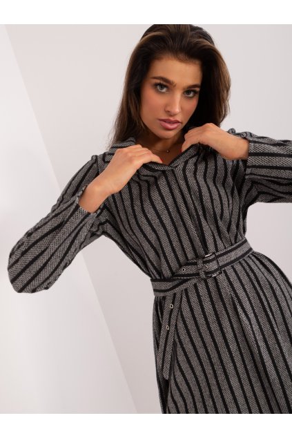 Dámske tmavo-sive šaty pletene dizajnove kód produktu LK-SK-509479.41