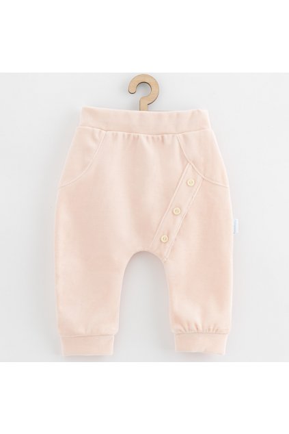 Dojčenské semiškové tepláky New Baby Suede clothes svetlo ružová