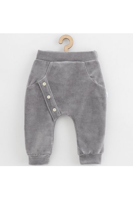 Dojčenské semiškové tepláky New Baby Suede clothes sivá