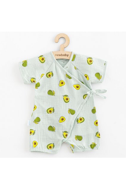 Dojčenský letný mušelínový overal New Baby Avocado