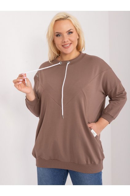 Dámska blúzka plus size hnedá RV-BZ-9337.43