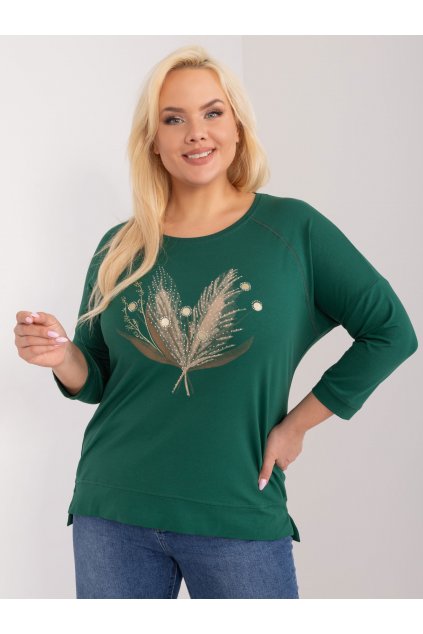 Dámska blúzka plus size tmavo-zelená RV-BZ-9362.95