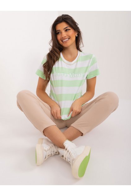 Dámske tričko s podtlačou bielo-zelená NM-TS-NG3268.77