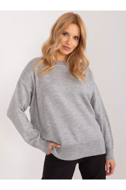 Dámsky sveter farba Sivá kód BA-SW-1494.37 (Farba Sivá, Veľkosť ONE SIZE)