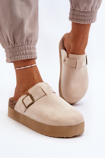 Dámske šľapky  béžové kód obuvi SS-248 BEIGE