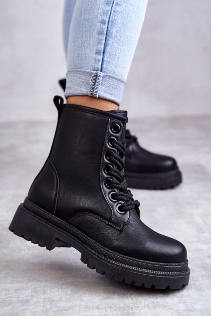 Členkové topánky na podpätku farba čierna kód obuvi 22BT26-5019 BLACK