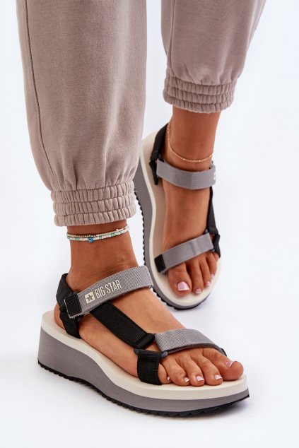 Dámske Sandále na platforme a klíne big star nn274a054 šedé / NN274A054 CZAR/SZAR (Veľkosť 36)