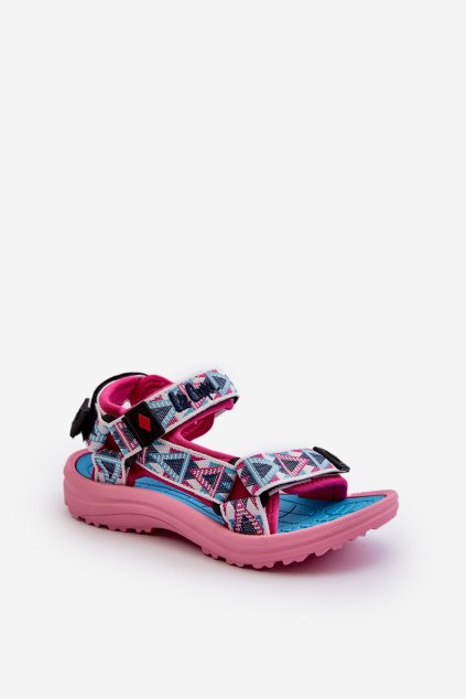 Detské ružové sandále s textilným vrchným materiálom a suchým zipsom, kód produktu LCW-24-34-2600K PINK/BLUE