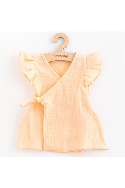 Letné dojčenské mušelínové šaty New Baby Leny peach