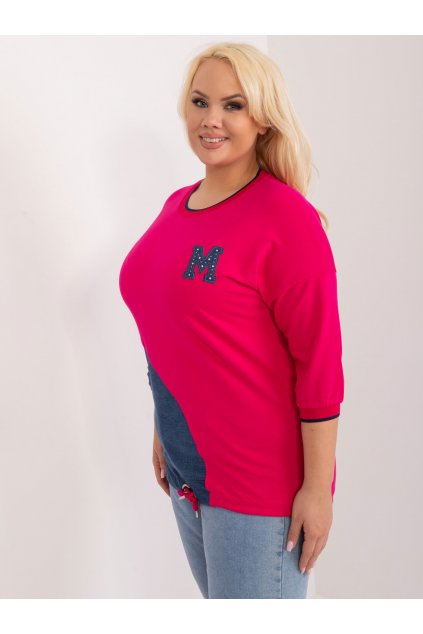 Dámska blúzka plus size fuksiovo-ružová RV-BZ-9398.20