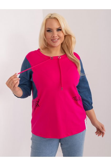 Dámska blúzka plus size fuksiovo-ružová RV-BZ-9401.24