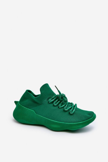 Dámske zelené tenisky na nízkom podpätku z textilu kód obuvi TE- CCC -01-G-23 GREEN : Naše topky dnes