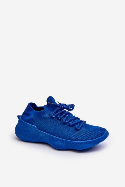 Dámske tmavo modré tenisky na nízkom podpätku z textilu kód obuvi TE- CCC -01-G-23 BLUE : Naše topky dnes