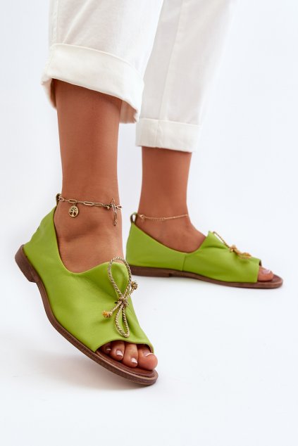 Zazoo 2660 Dámske kožené baleríny limetkové / 2660/071 (Veľkosť 35)