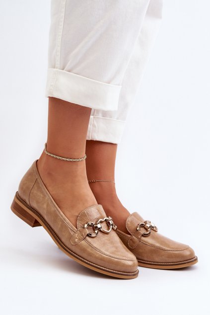 Kožené Dámske lakované mokasíny laura messi 2760 hnedé / 2760/654 (Veľkosť 36)