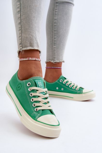 Dámske zelené tenisky na platforme z textilu kód obuvi TE- CCC -01-NN274268 : Naše topky dnes