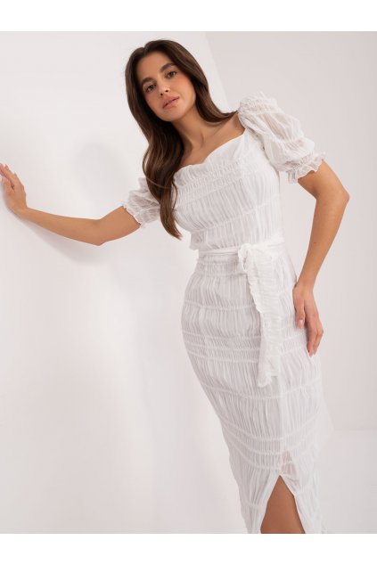 Dámske biele šaty vypasované kód produktu 15- TemU - 1-LK-SK-509403.29X