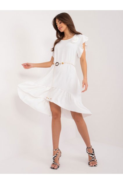 Dámske biele šaty s volánom kód produktu 15- TemU - 1-DHJ-SK-8921.21