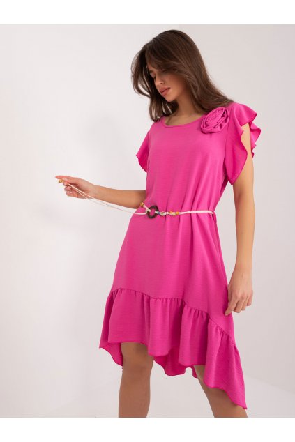 Dámske tmavo-ružove šaty s volánom kód produktu 15- TemU - 1-DHJ-SK-8921.21