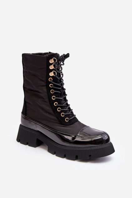 Členkové topánky na podpätku  čierne kód obuvi QT54P BLACK