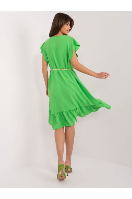Dámske svetlo-zelene šaty s volánom kód produktu 15- TemU - 1-DHJ-SK-8921.21