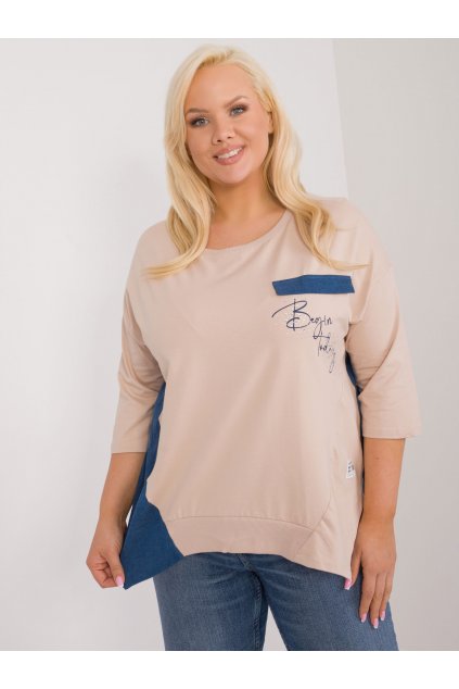 Dámska blúzka plus size béžová RV-BZ-9409.42