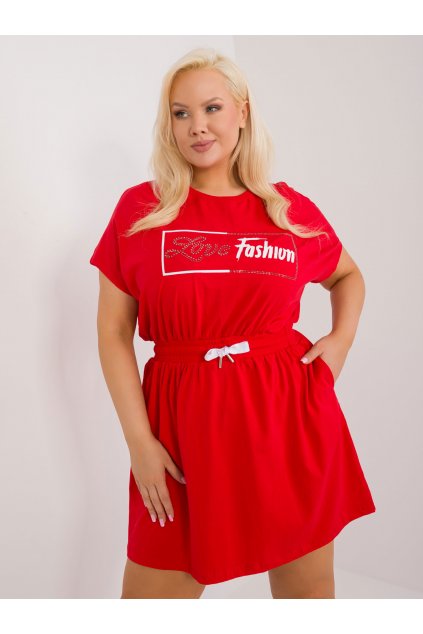Dámske červene šaty plus size kód produktu 15- TemU - 1-RV-SK-6589.25