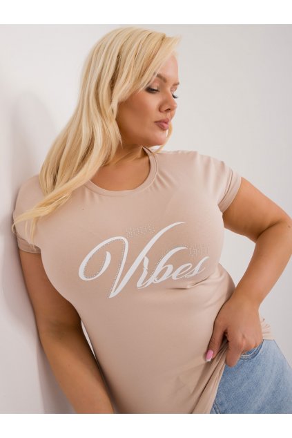 Dámske tričko plus size béžová RV-TS-9475.60