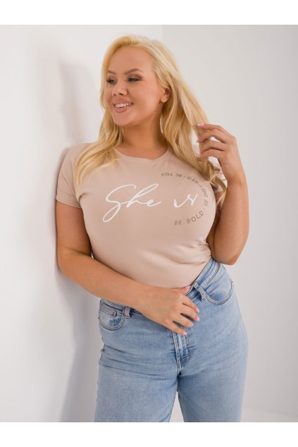 Dámske plus size farba béžová kód RV-TS-9476.25