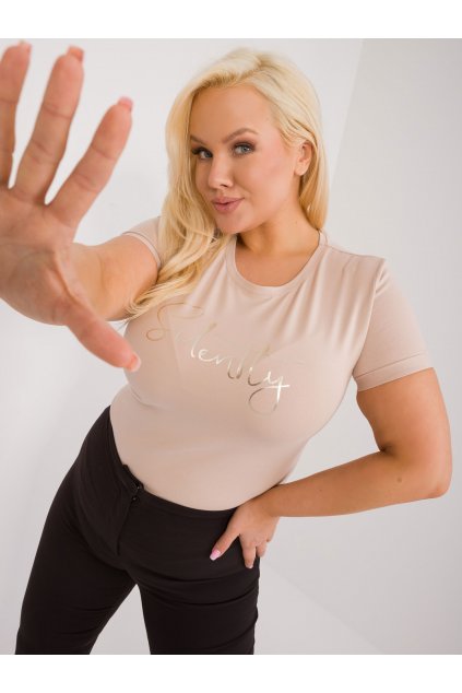 Dámske tričko plus size béžová RV-TS-9480.85