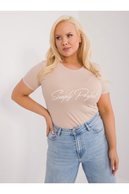 Dámske tričko plus size béžová RV-TS-9481.60