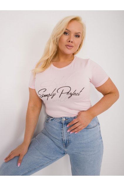 Dámske tričko plus size svetlo-ružová RV-TS-9481.60