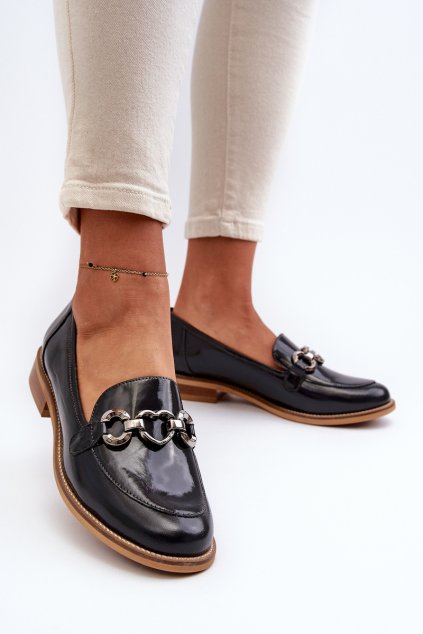 Kožené Dámske lakované mokasíny laura messi 2760 modré / 2760/656 (Veľkosť 36)