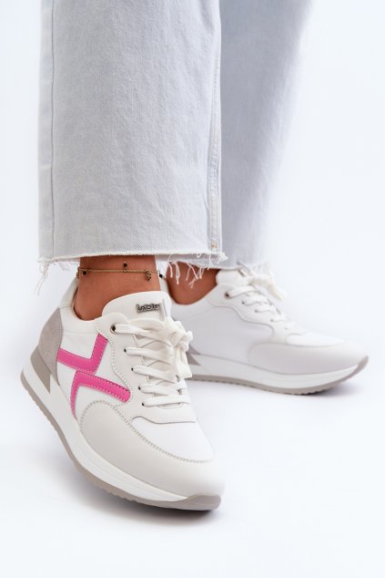 Dámske biele tenisky na platforme z textilu kód obuvi TE- CCC -01-IN000362 FUCSIA : Naše topky dnes