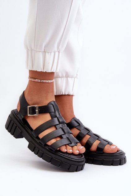 Dámske sandále  čierne kód obuvi N75-4 BLACK