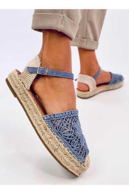 Dámske modré sandále na nízkom podpätku z textilného matierálu na bežný deň kód SD- AAA -14-7026