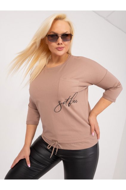 Dámska blúzka plus size tmavo-béžová RV-BZ-9361.73